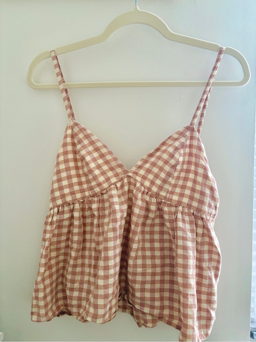 Urban Outfitters Women’s Gingham Spaghetti Strap Tank Top - Blush